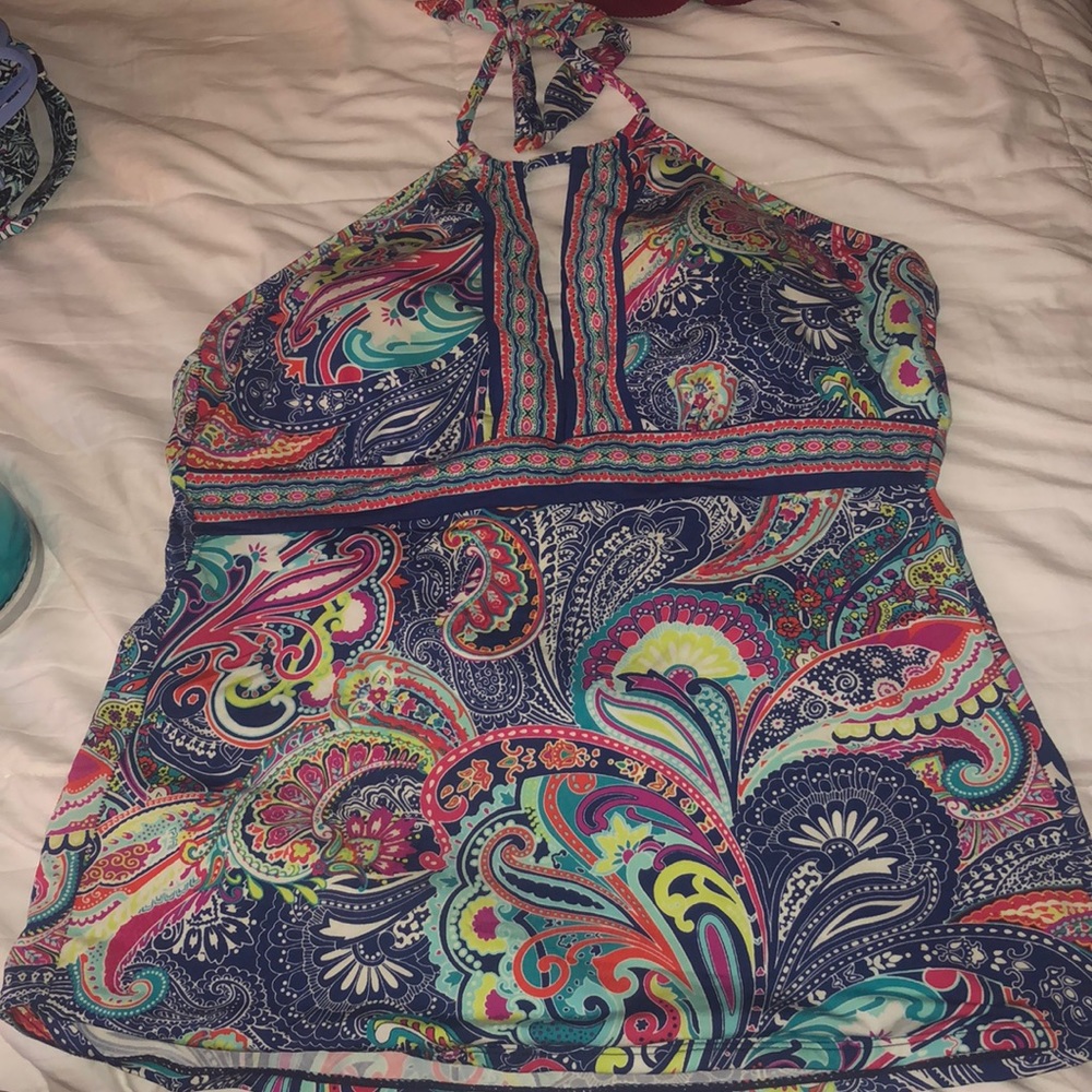 Colorful tankini bathing suit top